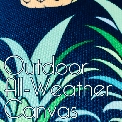 Outdoor all weather canvas pillow case with a pineapple pattern.
