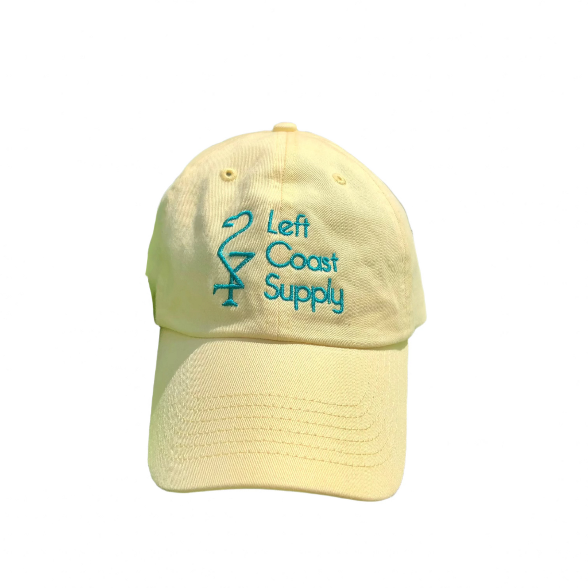 Yellow hat with Left Coast Supply logo.