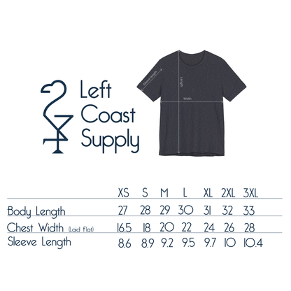 Size guide for shirts. Left Coast Supply