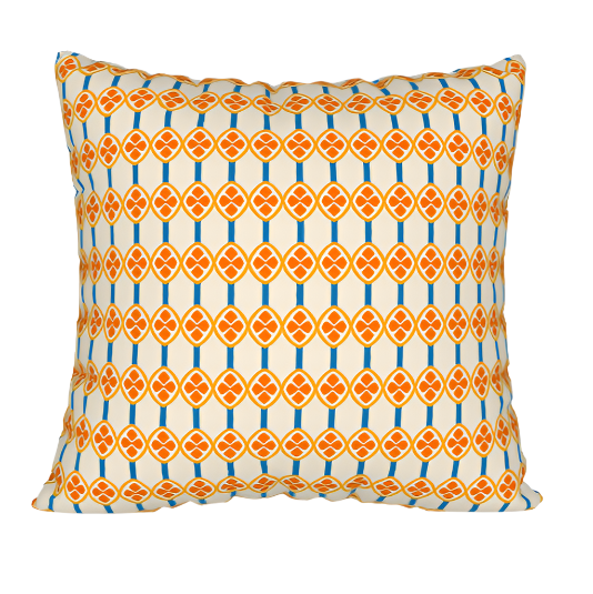 Orange and blue tiki stripe pillow case.