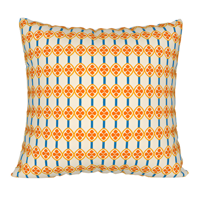 Orange and blue tiki stripe pillow case.