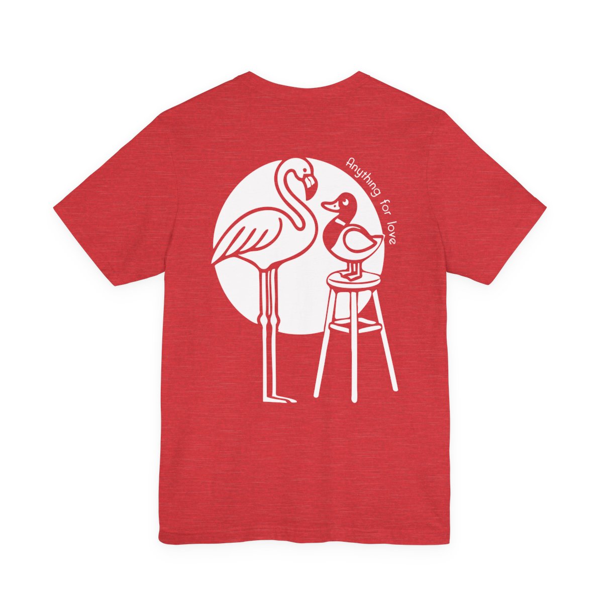 Pink t-shirt with white flamingo and duck design on the back Left Coast Supply