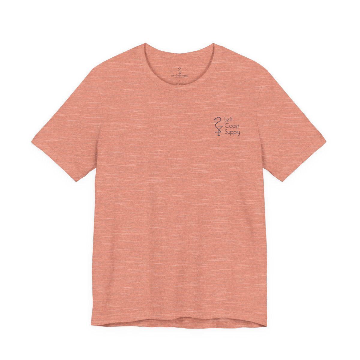 Orange t-shirt with a black flamingo design on the back Left Coast Supply