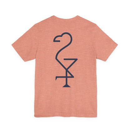 Orange t-shirt with a black flamingo design on the back Left Coast Supply