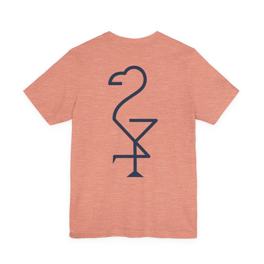 Orange t-shirt with a black flamingo design on the back Left Coast Supply