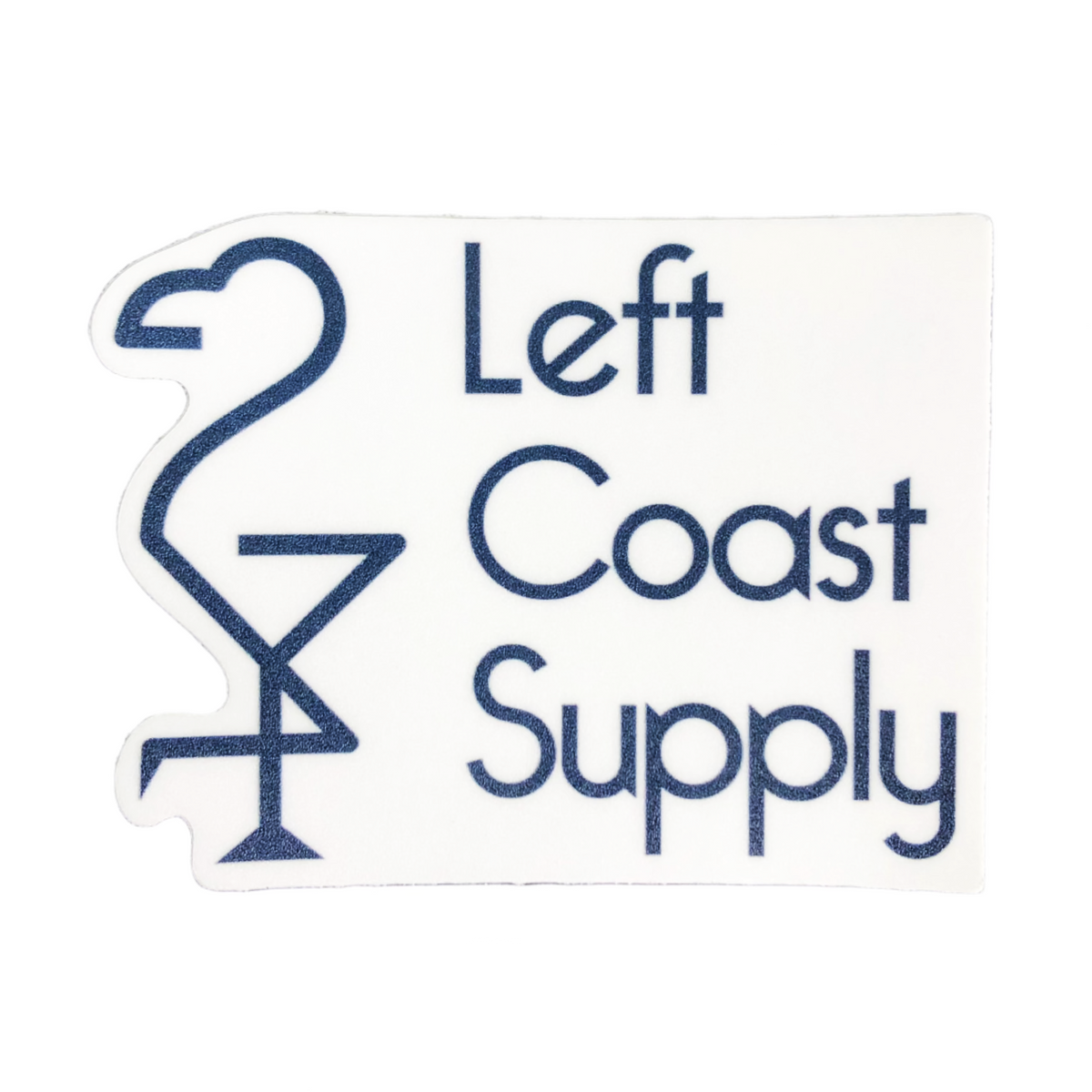 A navy blue logo sticker for Left Coast Supply