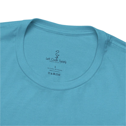 Blue t-shirt with yellow graphic of sunset with souvenirs for locals written. Left Coast Supply