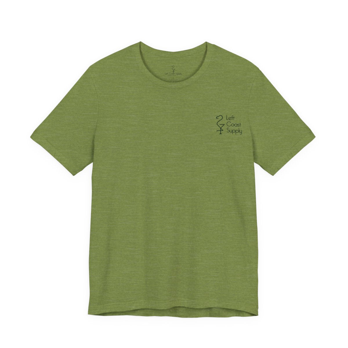 Purple t-shirt with a graphic of a monster and leaves on the back. Left Coast Supply