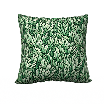 Throw pillow cover with a green seaweed pattern. Left Coast Supply