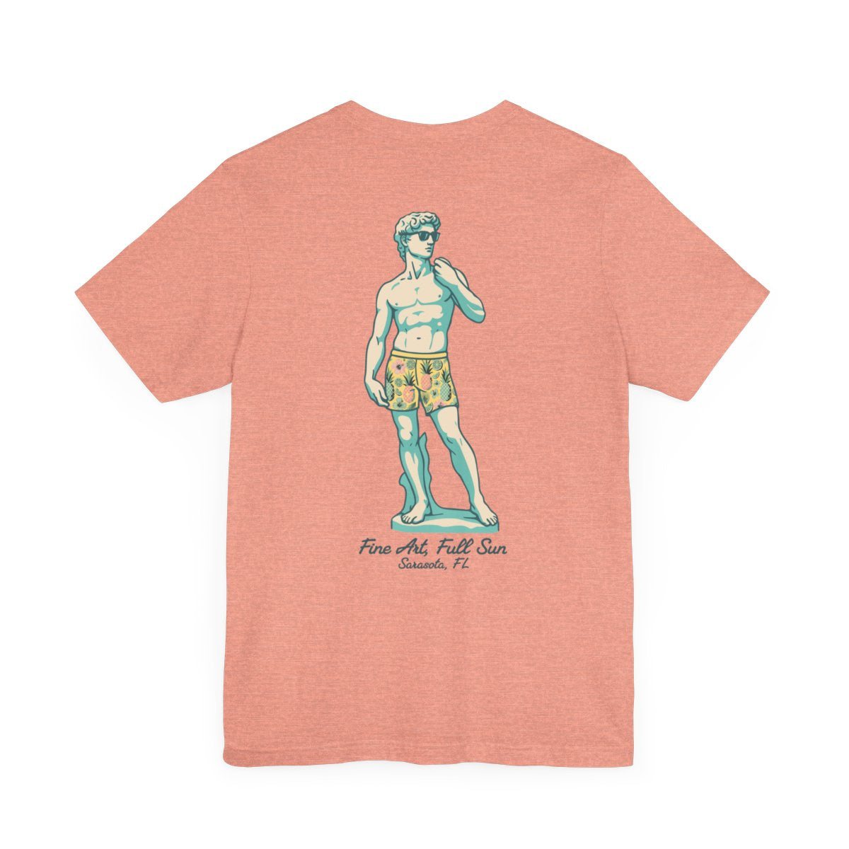 Coral tropical statue of David shirt Sarasota Left Coast Supply