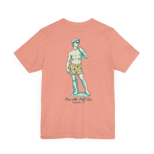 Coral tropical statue of David shirt Sarasota Left Coast Supply