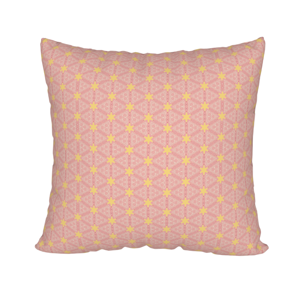 Pink tiki block print pillow case. Left Coast Store