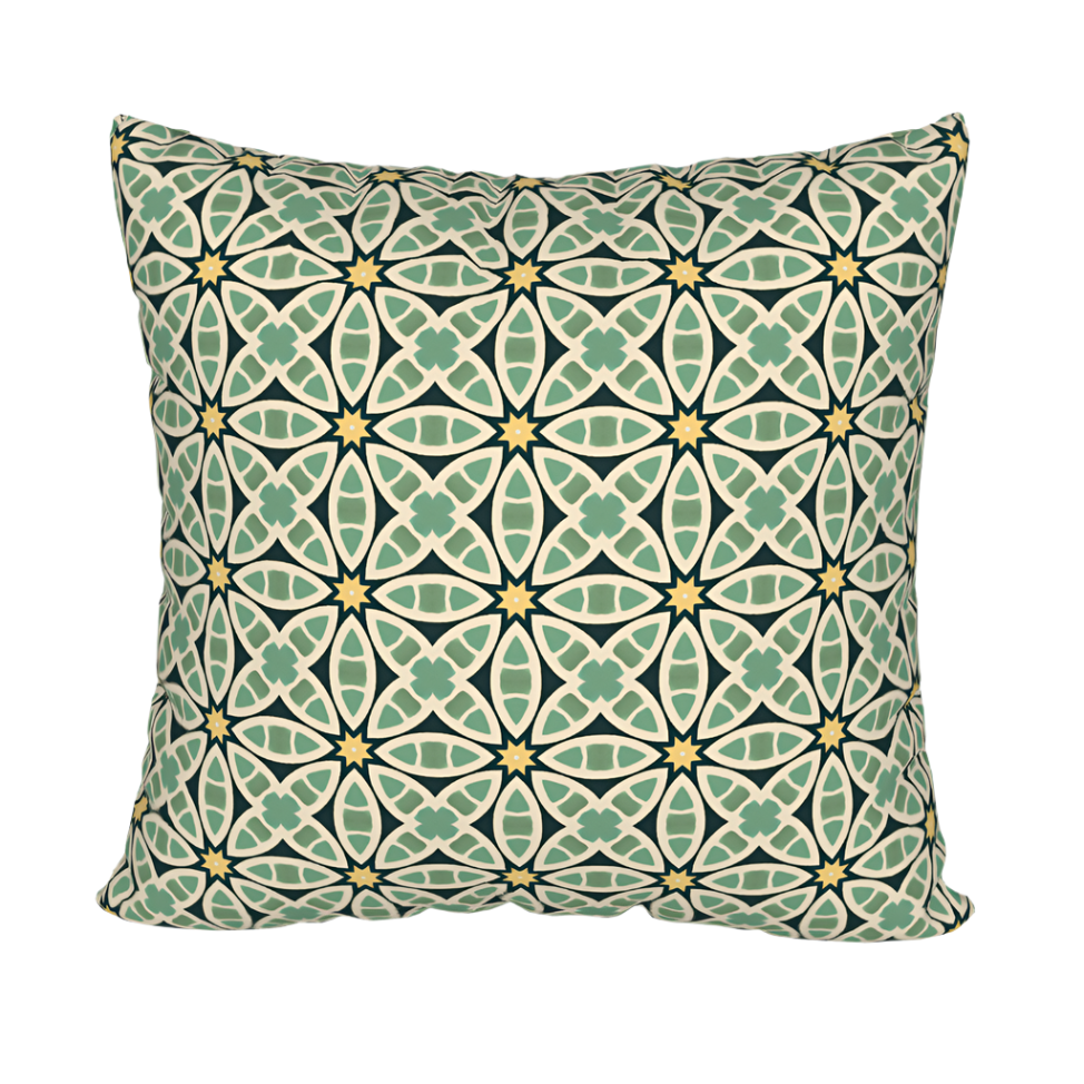 Tropical tiki leaves green pillow case. Left Coast Supply