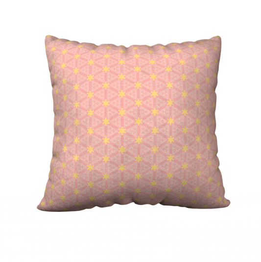 Pink tiki block print pillow case. Left Coast Store